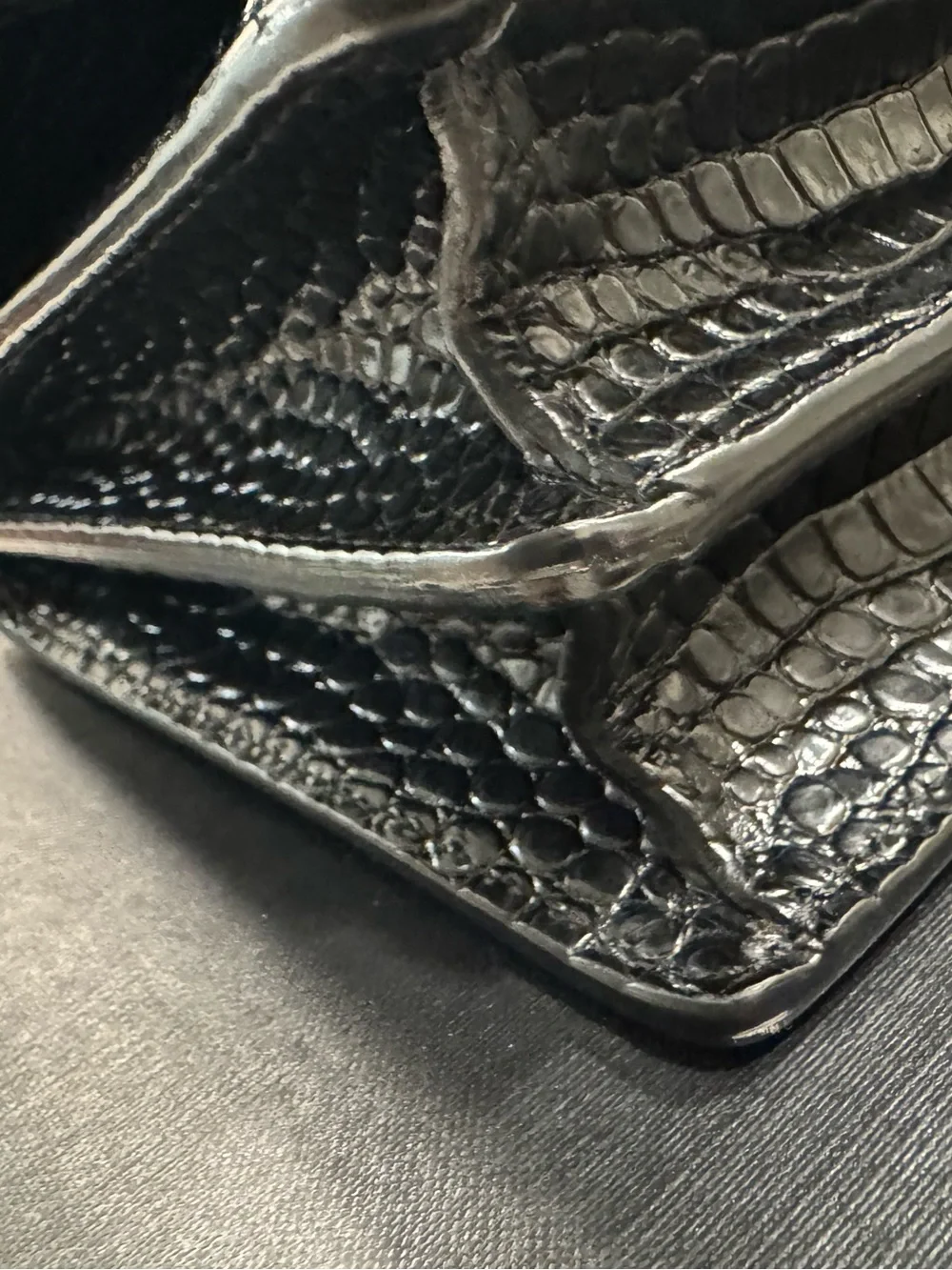 Saint Laurent Sunset Black Croc-Embossed Suede-Trim Shoulder Bag